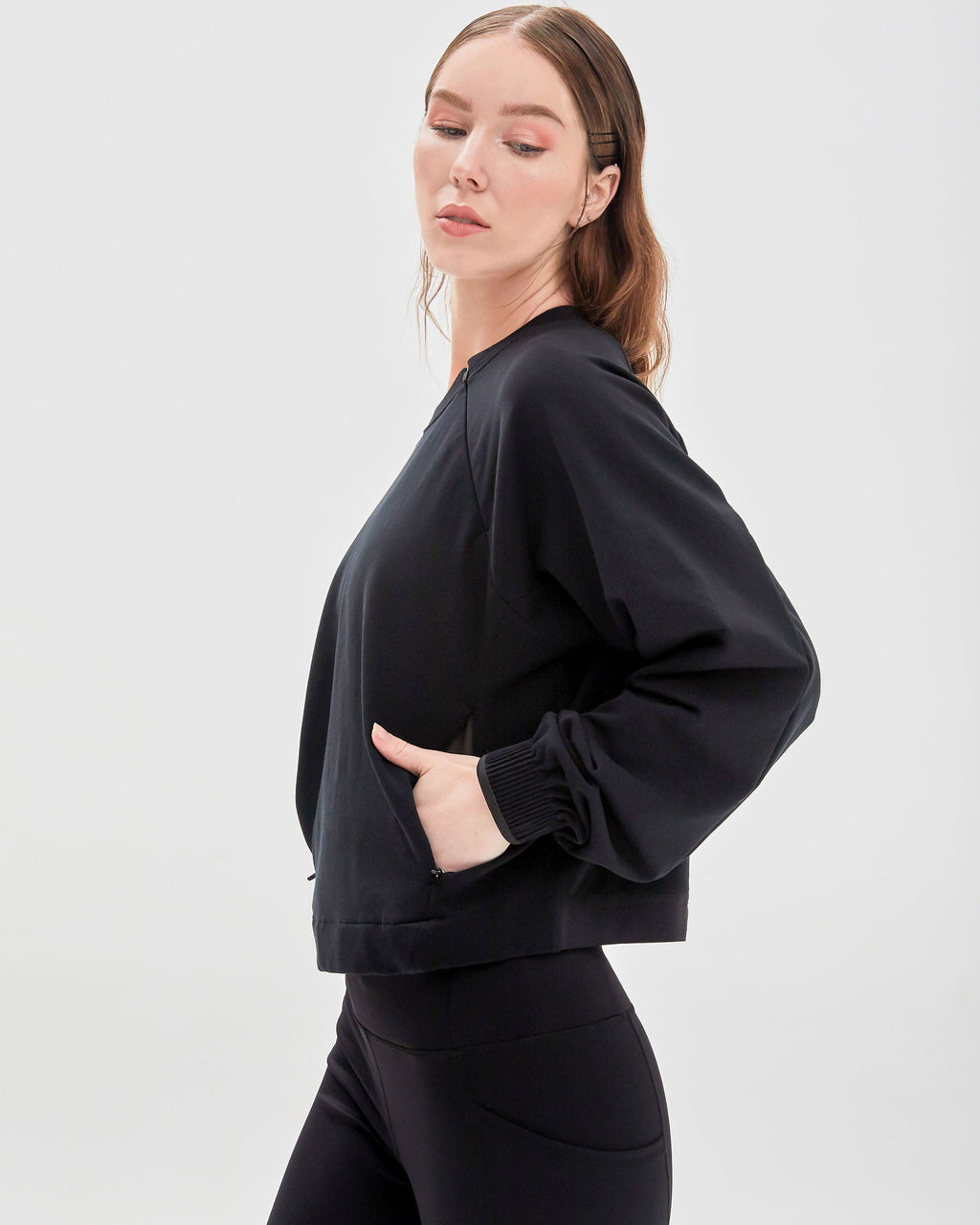 City Zip Crop Crewneck Sweatshirt