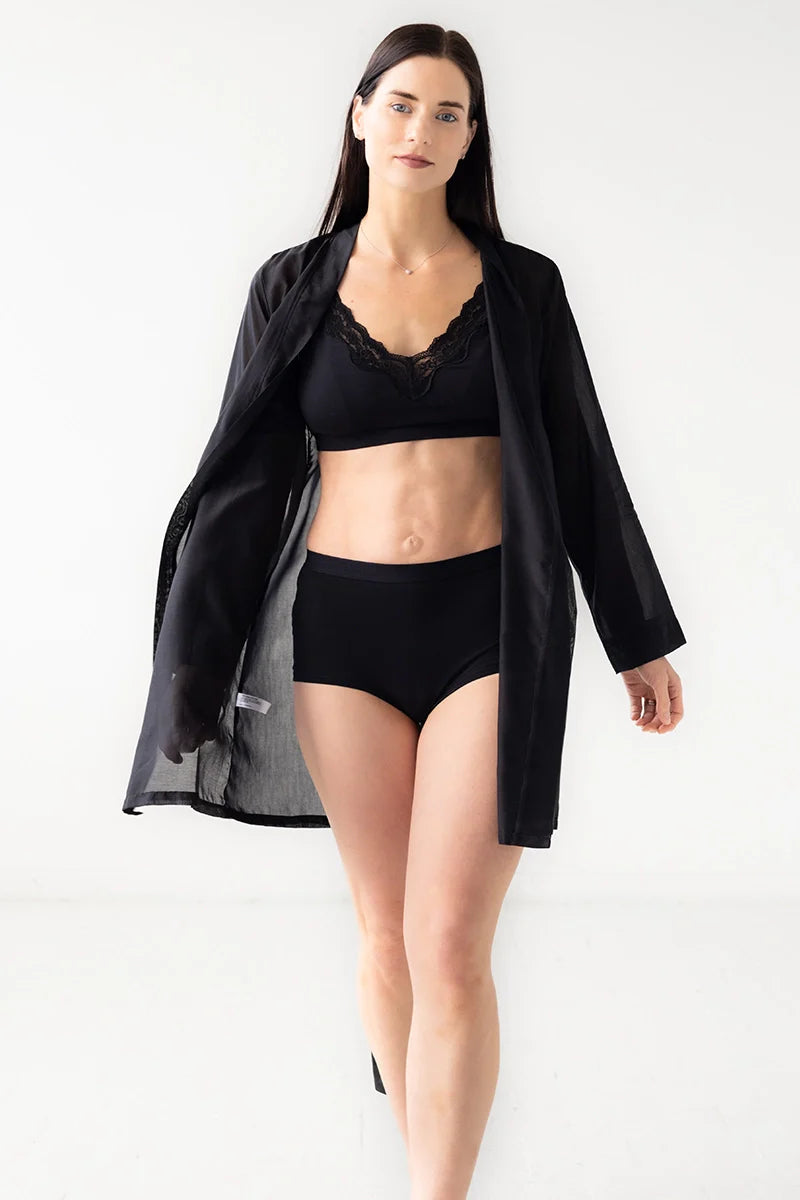 Classic Short Robe Cotton and Silk 33"