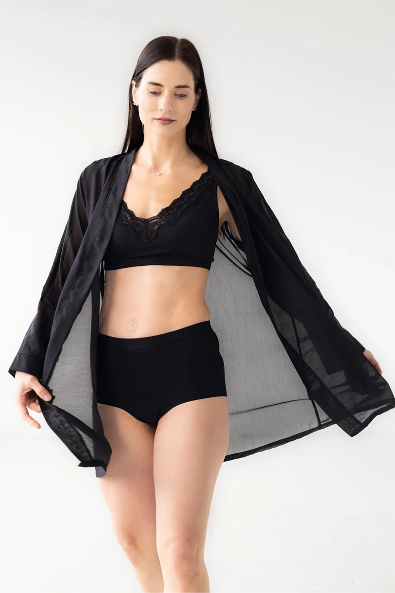 Classic Short Robe Cotton and Silk 33"