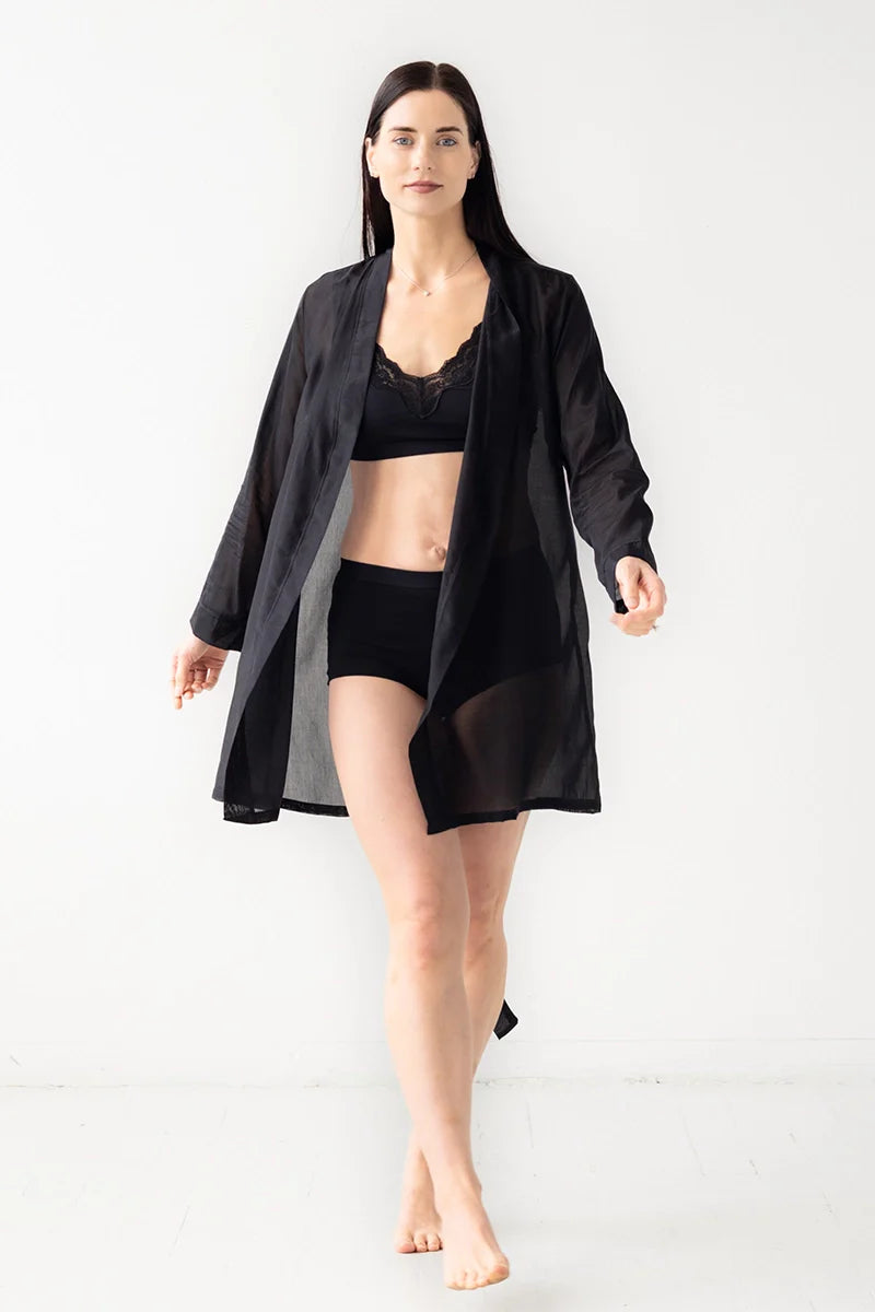 Classic Short Robe Cotton and Silk 33"
