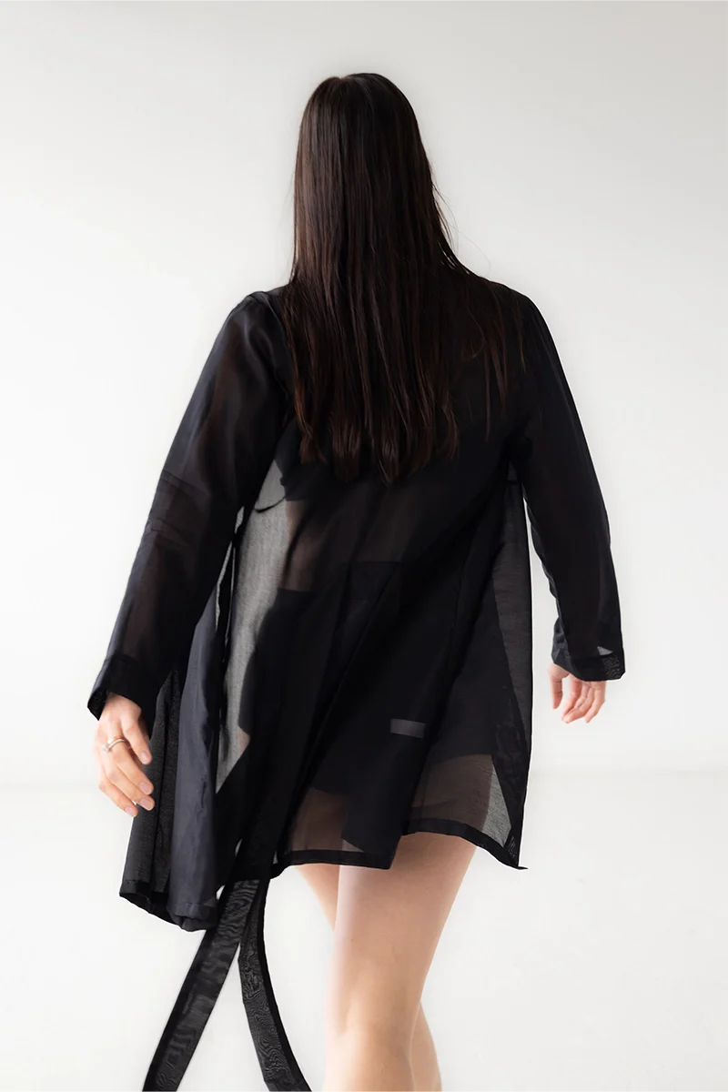 Classic Short Robe Cotton and Silk 33"
