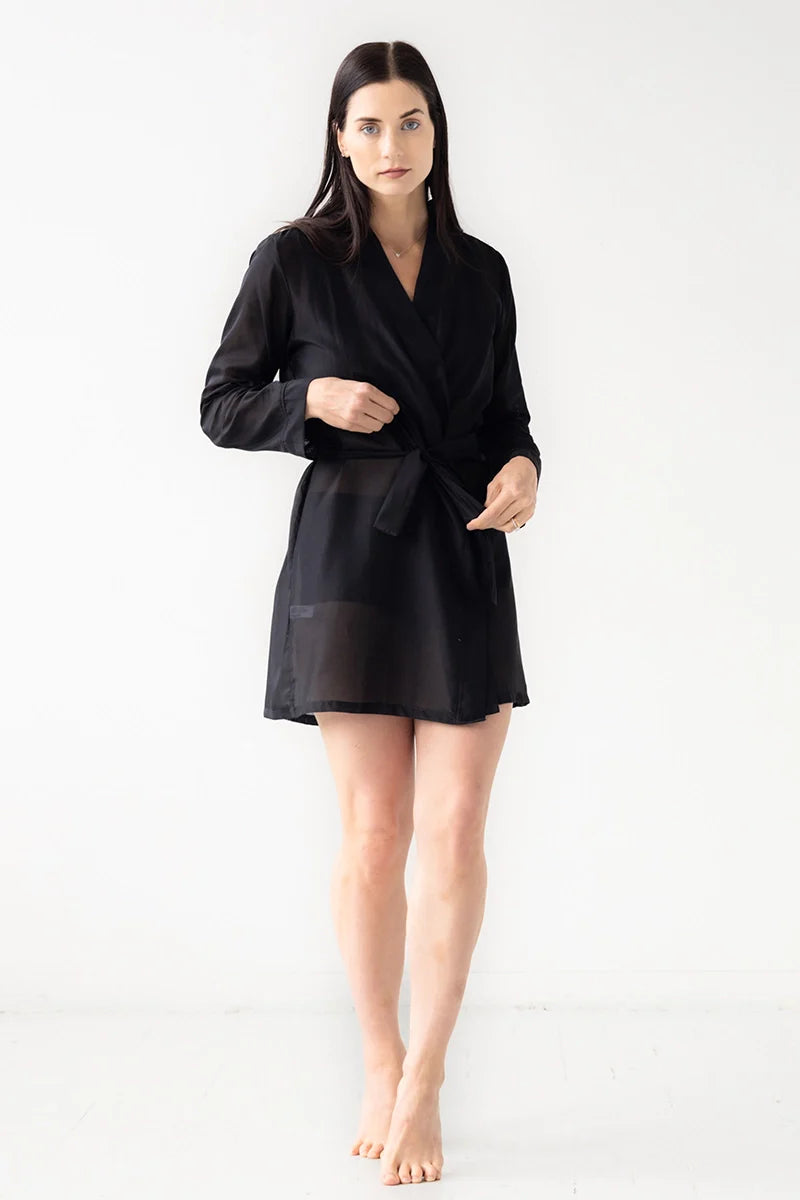 Classic Short Robe Cotton and Silk 33"
