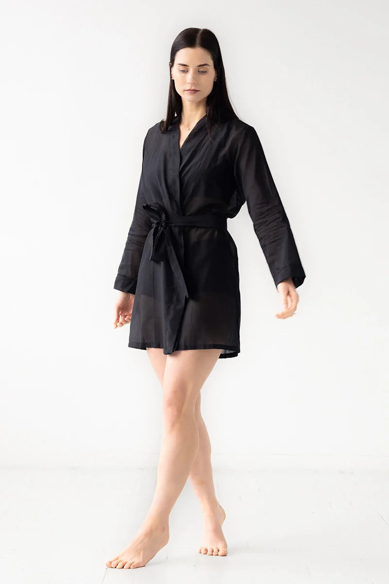 Classic Short Robe Cotton and Silk 33"