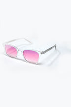 Clear Sunglasses with Pink Gradient Lenses