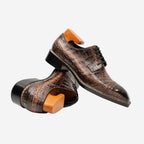 Coffee Crocodile Derby Shoes Goodyear | Norwegian 8019