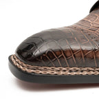Coffee Crocodile Derby Shoes Goodyear | Norwegian 8019