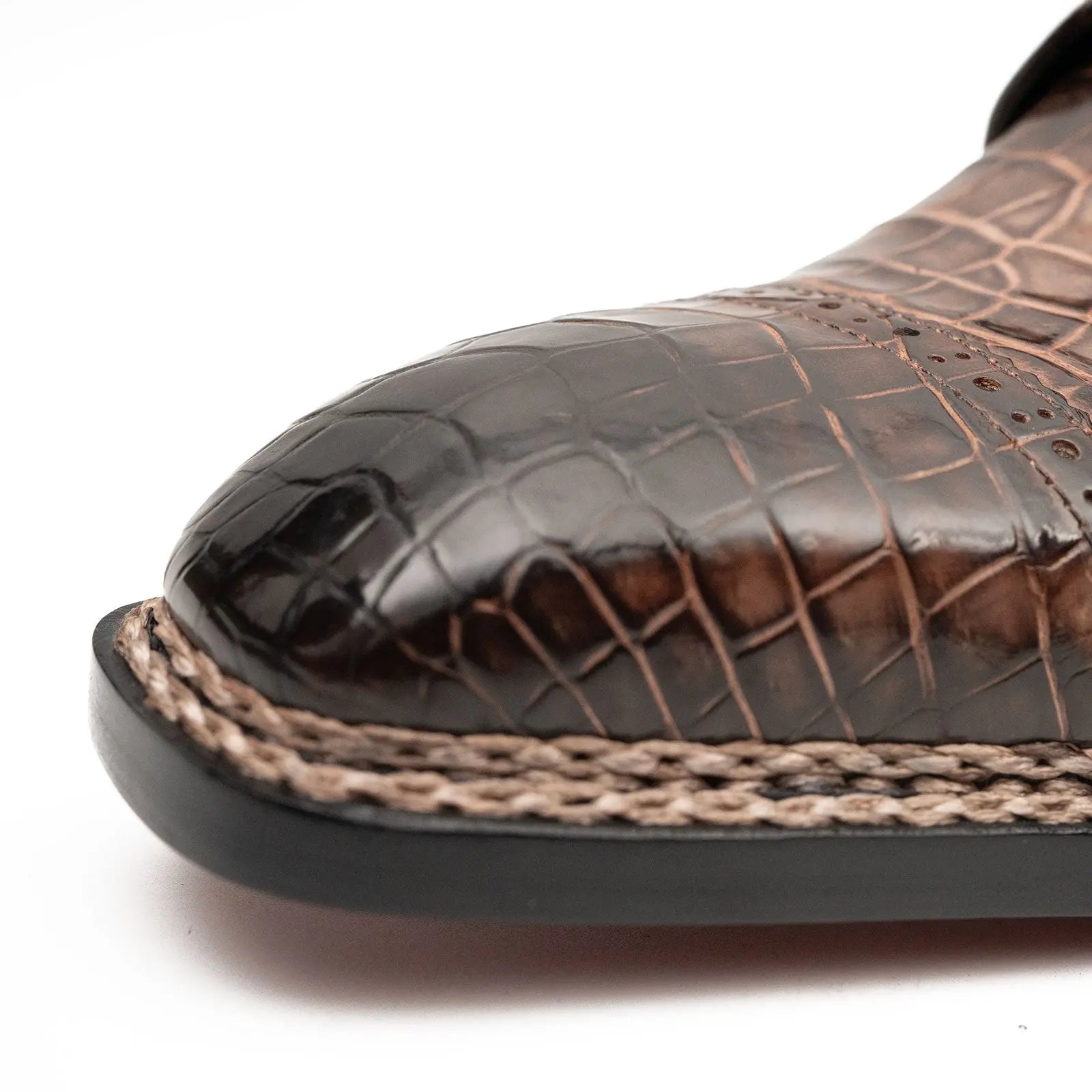 Coffee Crocodile Derby Shoes Goodyear | Norwegian 8019