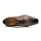 Coffee Crocodile Derby Shoes Goodyear | Norwegian 8019