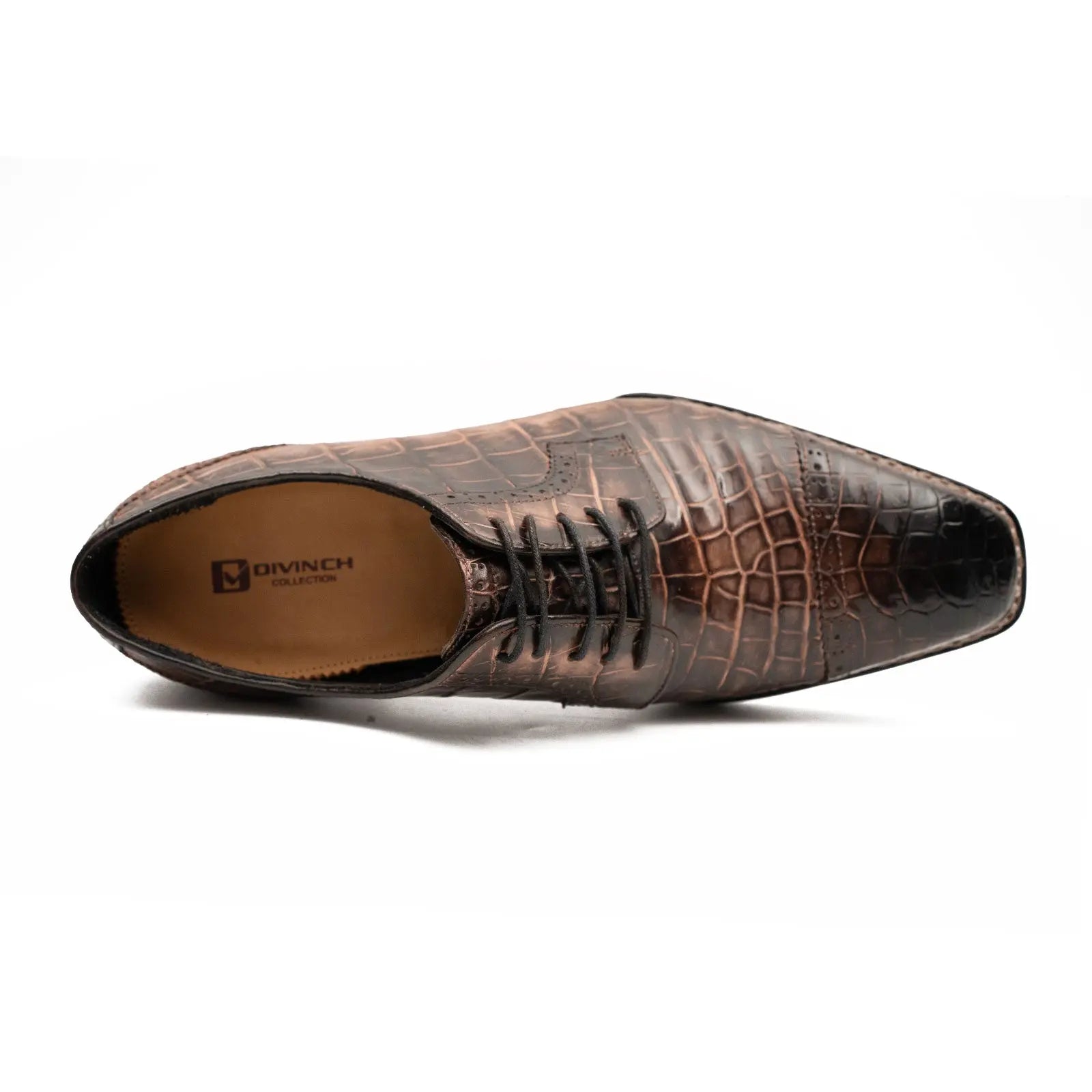 Coffee Crocodile Derby Shoes Goodyear | Norwegian 8019