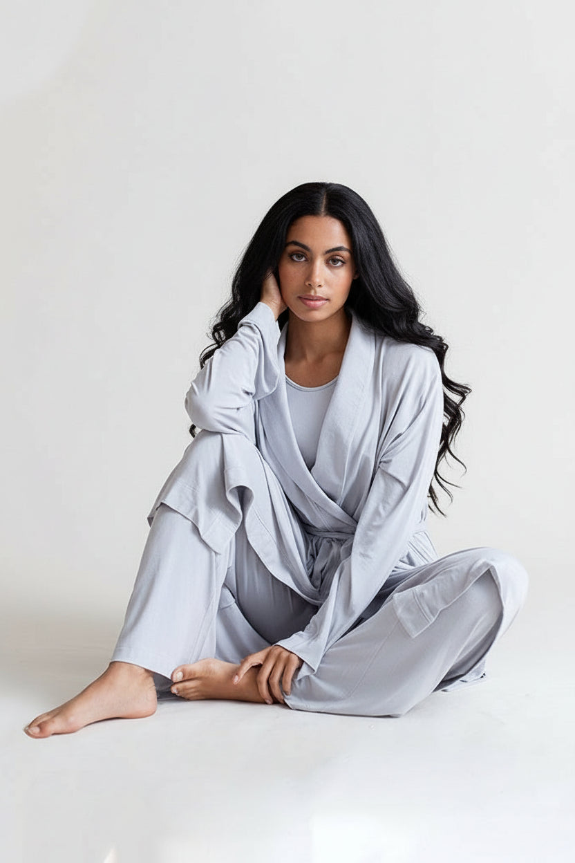 Collagen Lounge Robe | Pearl Grey