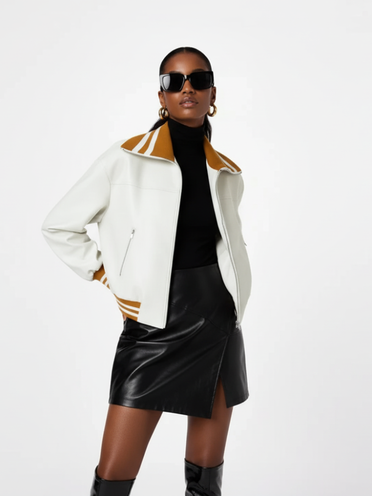 Color-Block PU Leather Women Jacket Soho BYMANYC ® New York