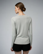 LIVIA Long Sleeve V-Neck Viscose Sweater | Smoke