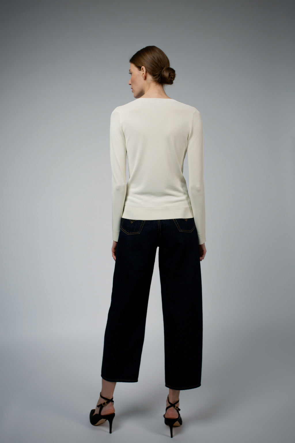 Livia Long Sleeve V-Neck Viscose Sweater | Cream