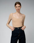 Luella Double Layer Ballet Neckline Bodysuit | Latte