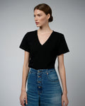 MAGDA Organic Cotton V-Neck T-Shirt in Black