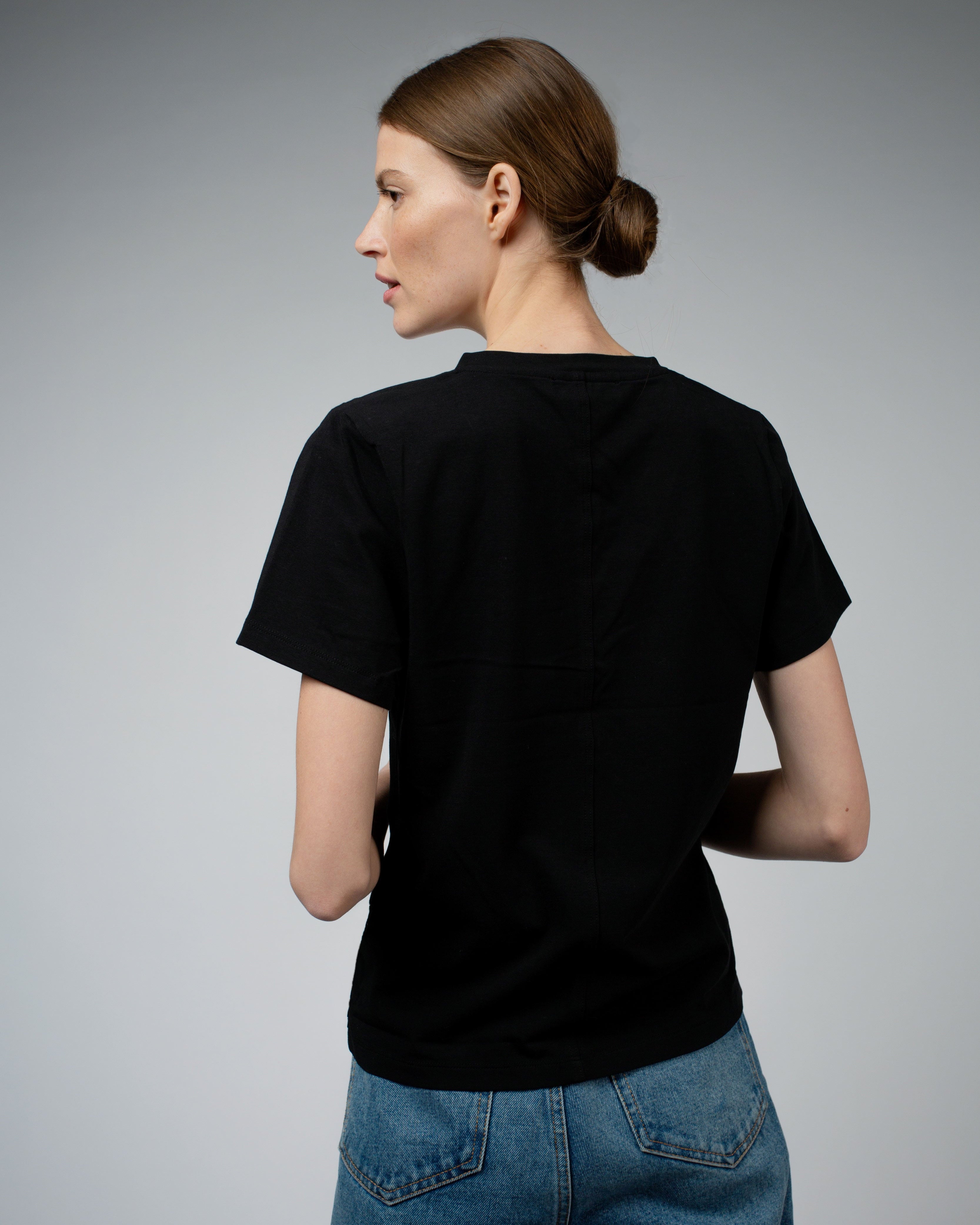 MAGDA Organic Cotton V-Neck T-Shirt in Black