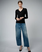 LIVIA Long Sleeve V-Neck Viscose Sweater | Black