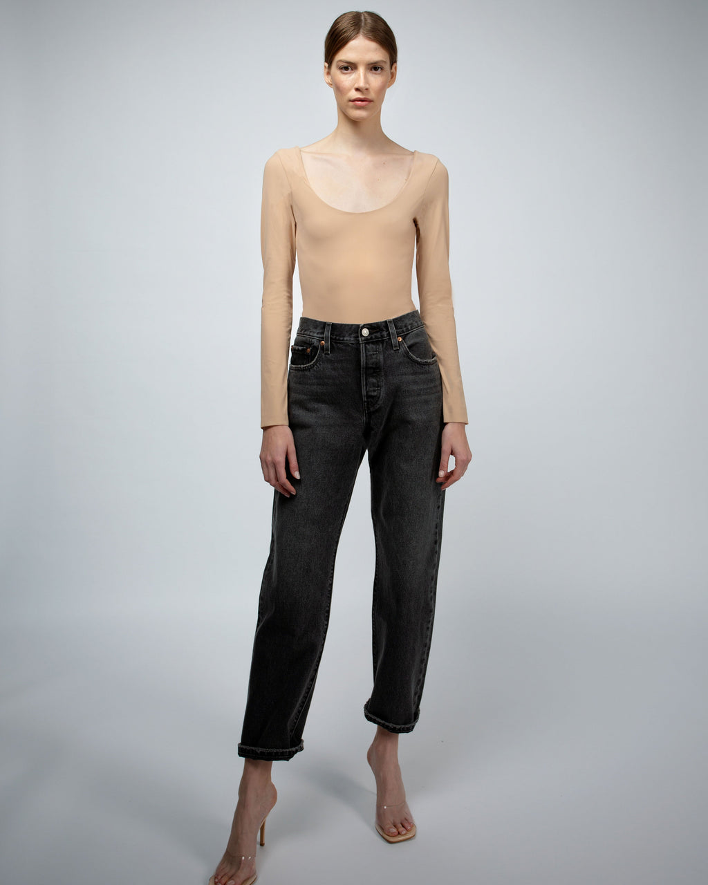 Luella Double Layer Ballet Neckline Bodysuit | Latte