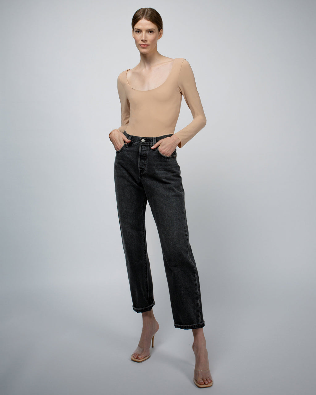 Luella Double Layer Ballet Neckline Bodysuit | Latte