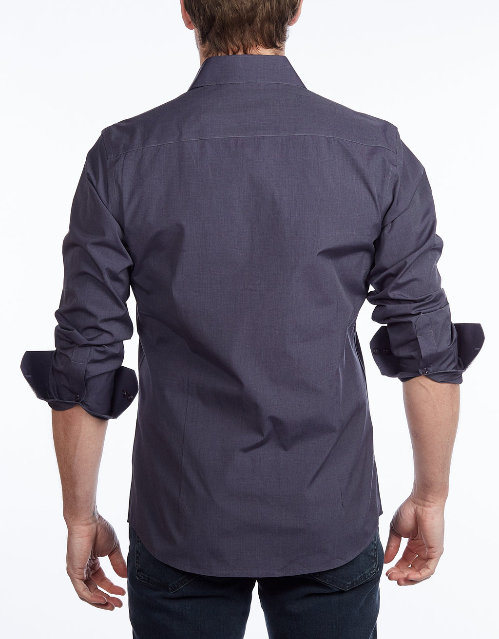 LEVINAS Contrast Collar Button-Up Shirt | Contemporary Fit