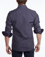 LEVINAS Contrast Collar Button-Up Shirt | Contemporary Fit