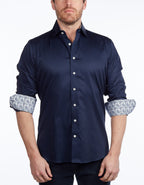 Contrast Collar Button-Up Shirt | Contemporary Fit