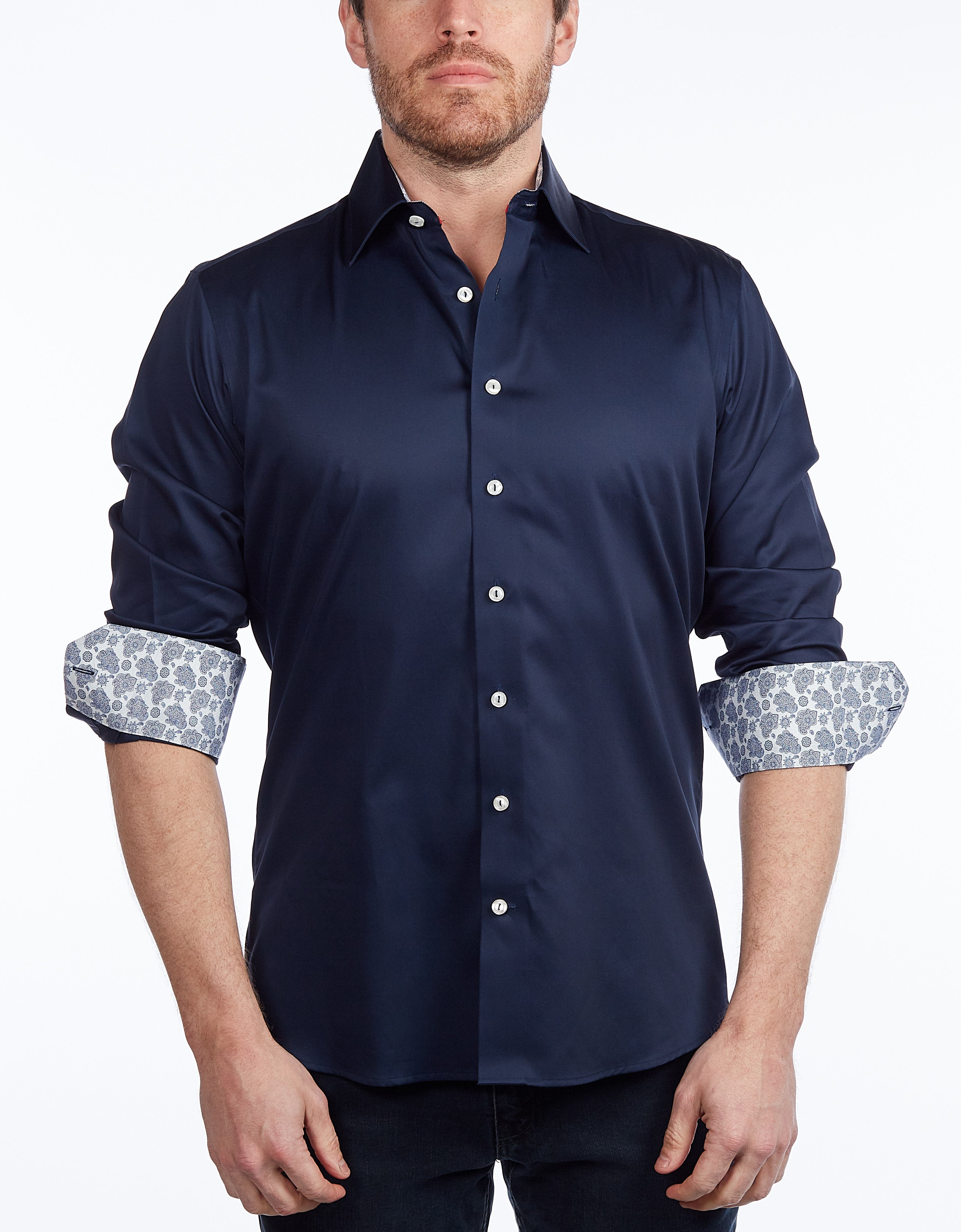 Contrast Collar Button-Up Shirt | Contemporary Fit