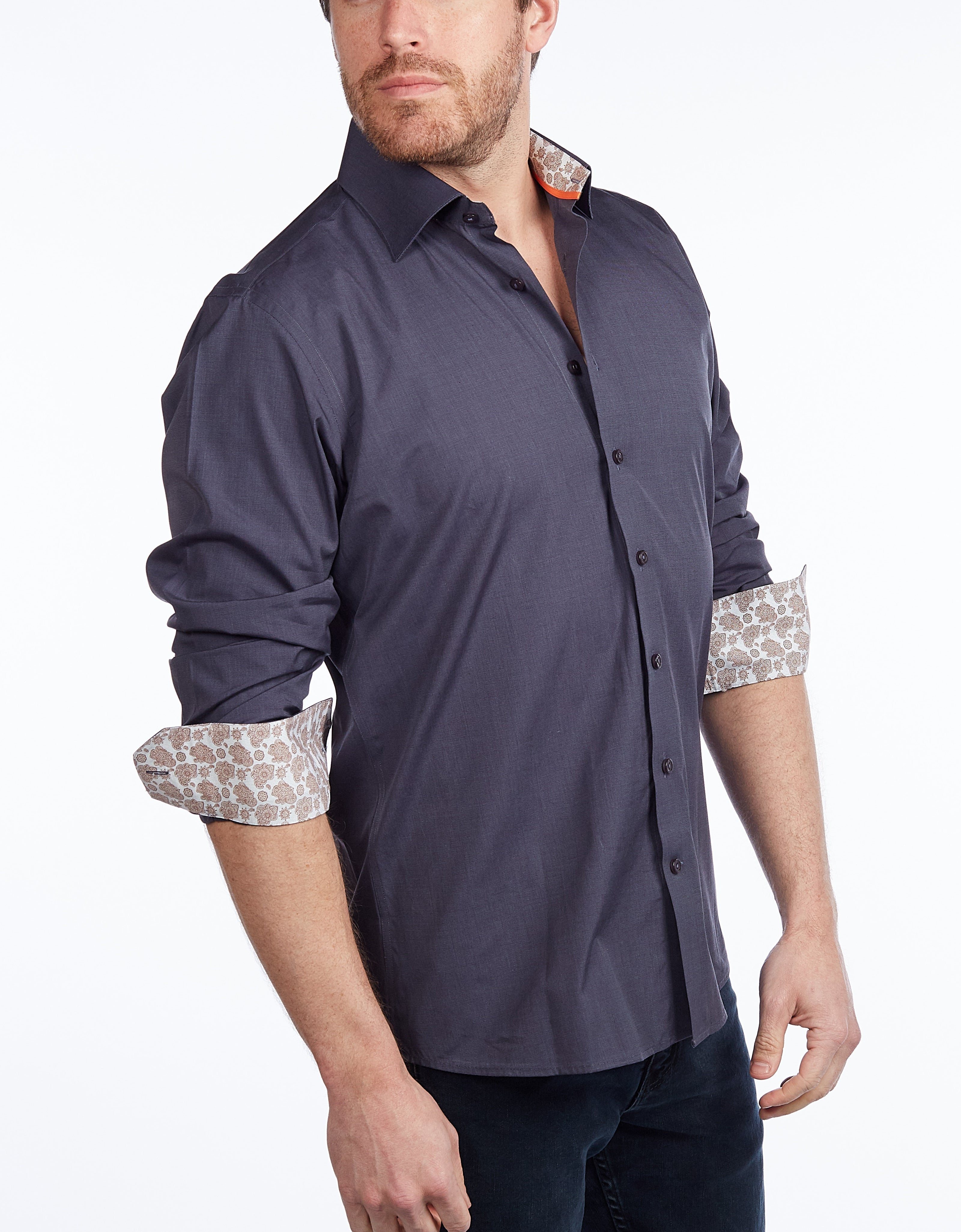 Contrast Collar Button-Up Shirt | Contemporary Fit