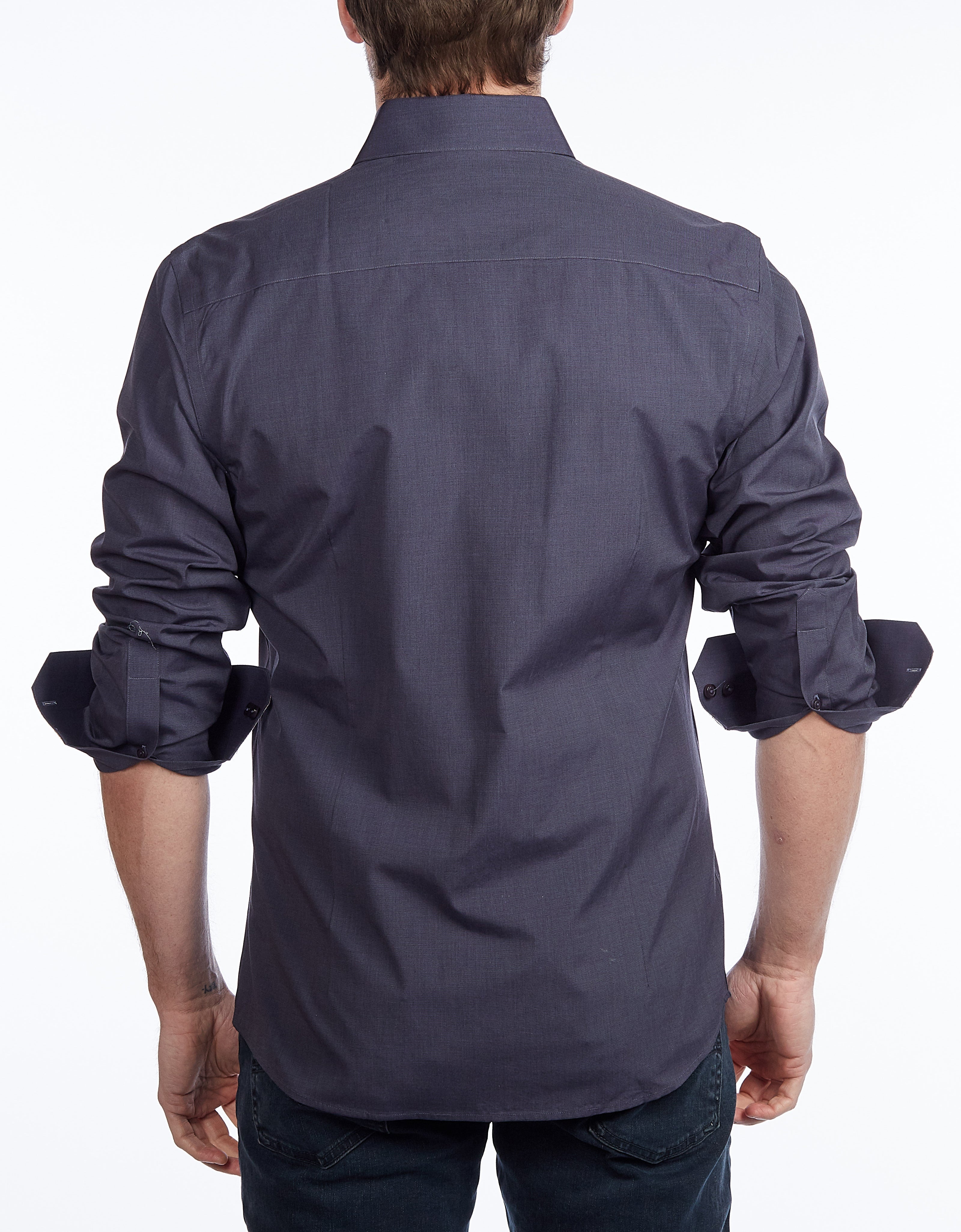 Contrast Collar Button-Up Shirt | Contemporary Fit