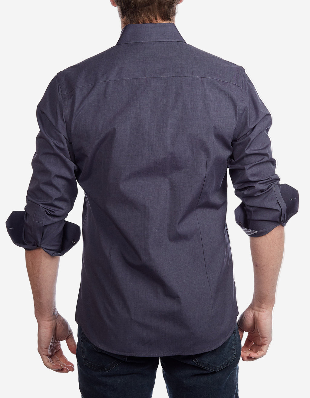 Contrast Collar Button-Up Shirt  | Contemporary Fit