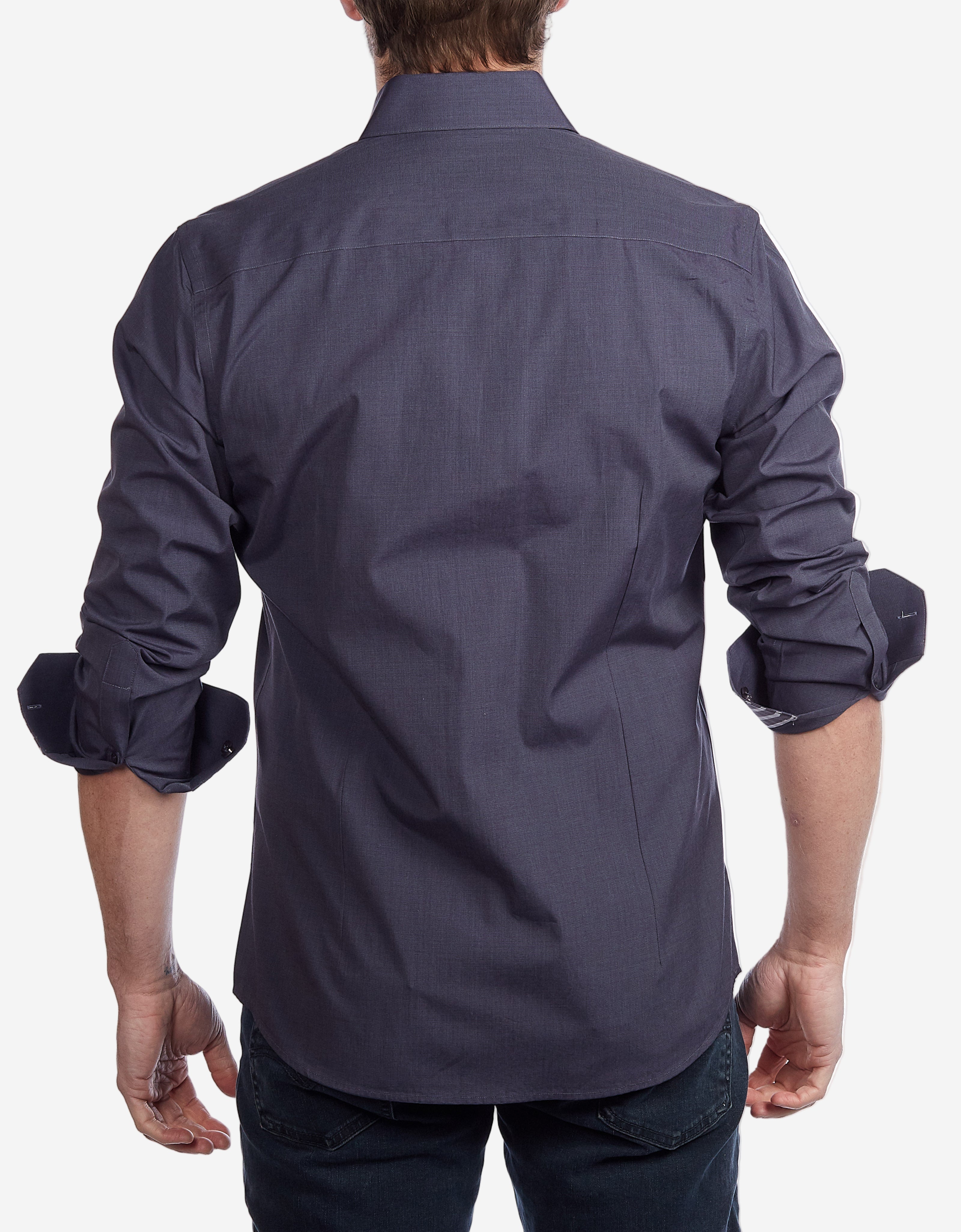 Contrast Collar Button-Up Shirt  | Contemporary Fit