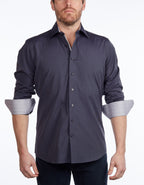 LEVINAS Contrast Collar Button-Up Shirt | Contemporary Fit