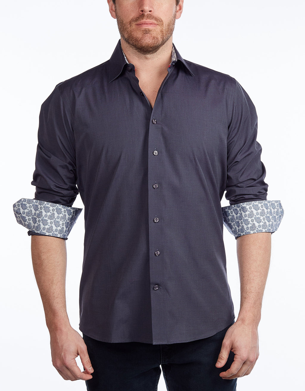 Contrast Collar Button-Up Shirt | Contemporary Fit