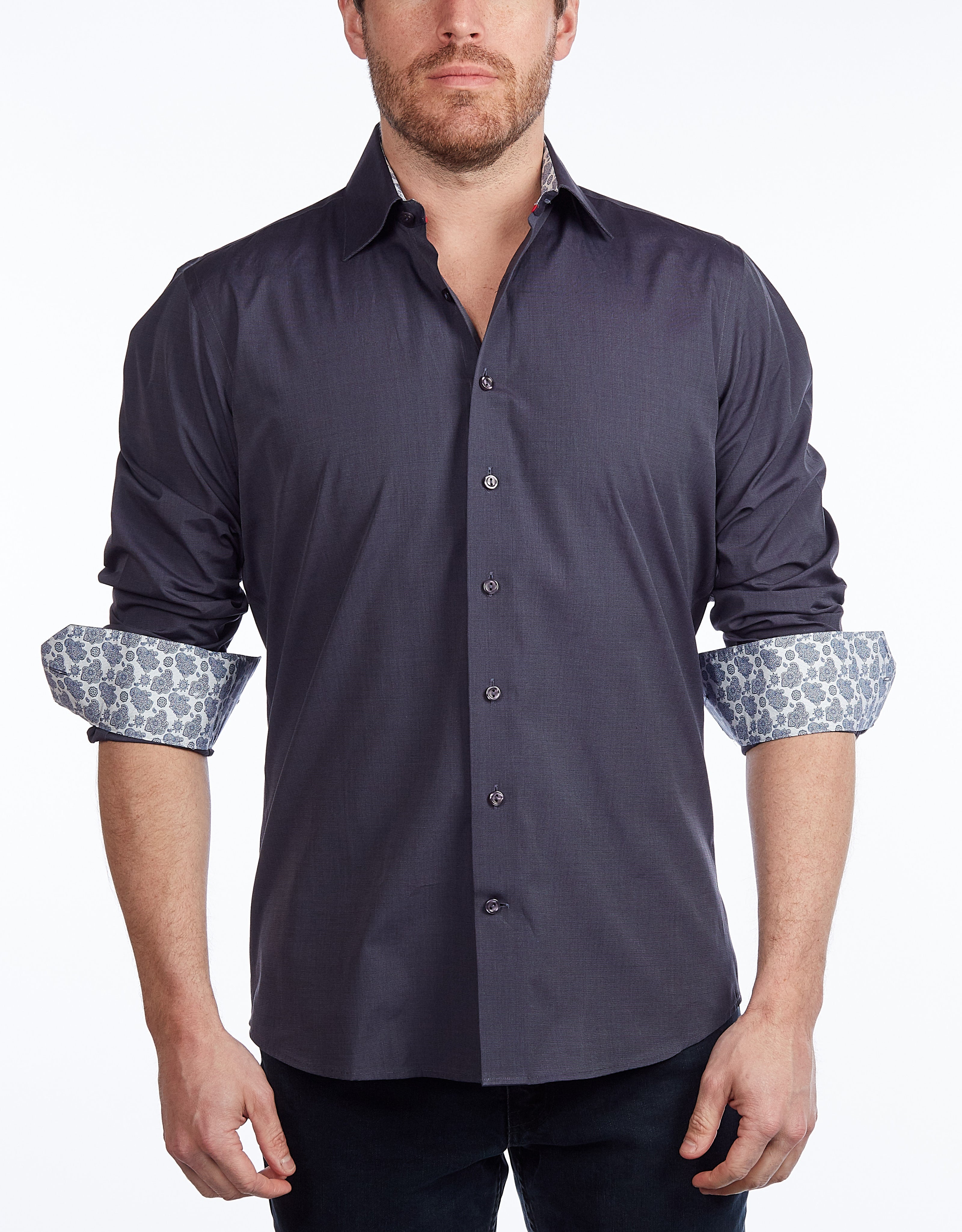 Contrast Collar Button-Up Shirt | Contemporary Fit