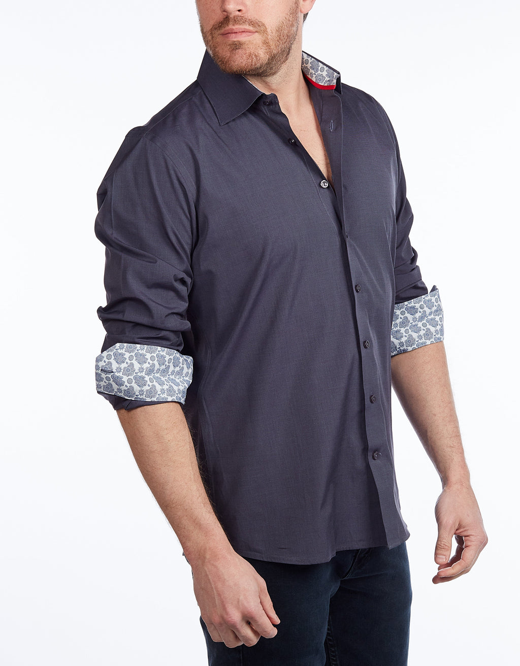 Contrast Collar Button-Up Shirt | Contemporary Fit