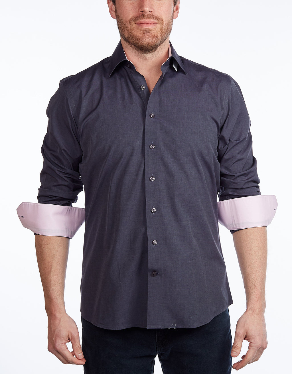 Contrast Collar Button-Up Shirt | Contemporary Fit