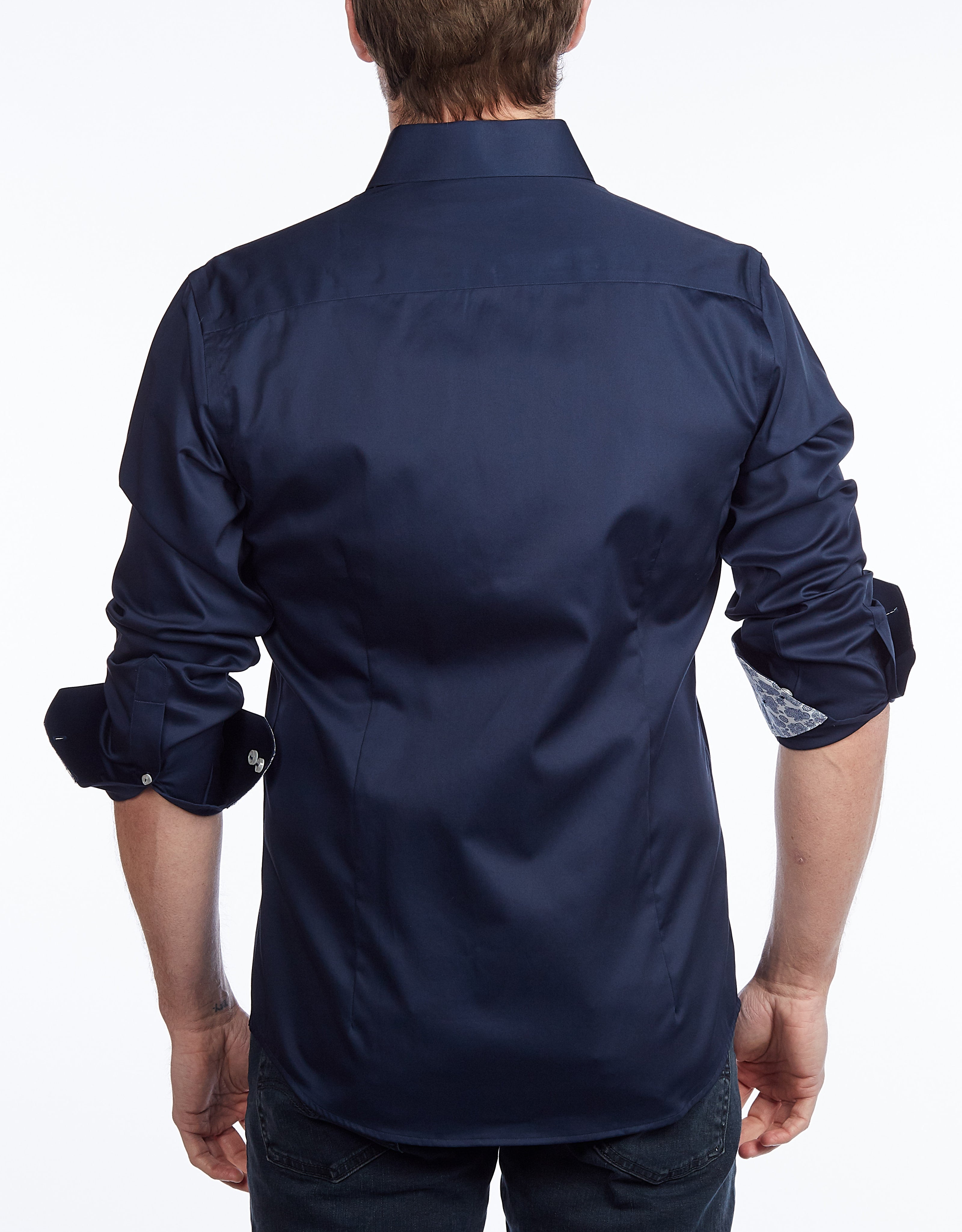 Contrast Collar Button-Up Shirt | Contemporary Fit