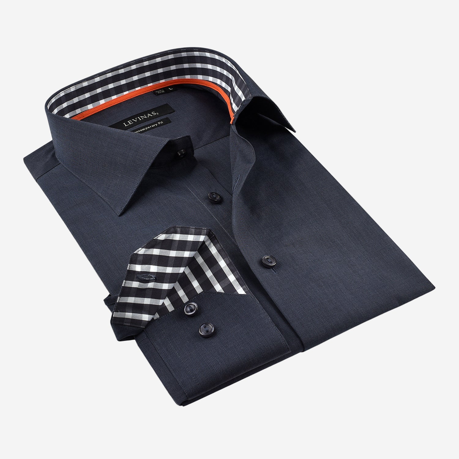 Contrast Collar Button-Up Shirt  | Contemporary Fit