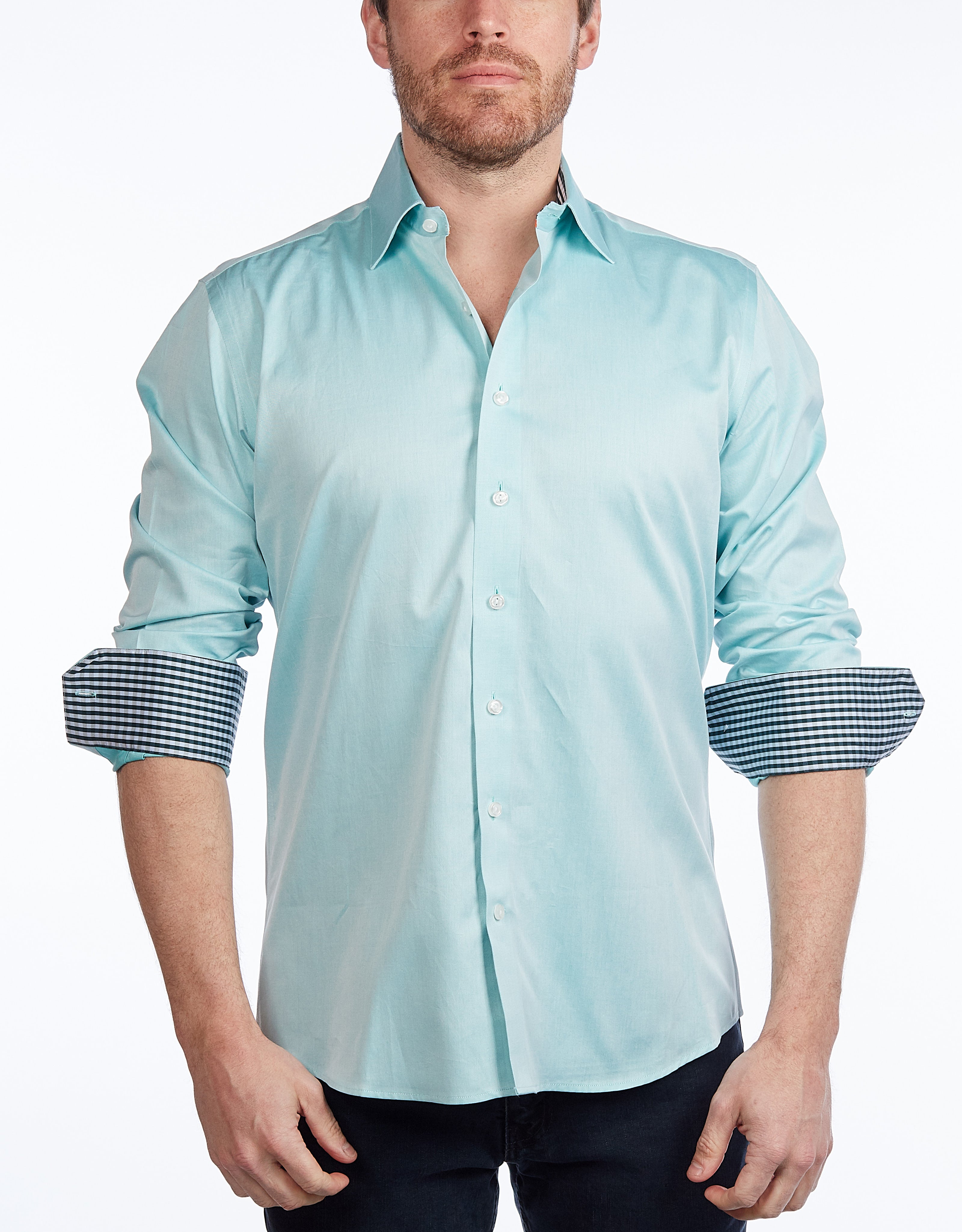 Contrast Collar Button-Up Shirt | Contemporary Fit