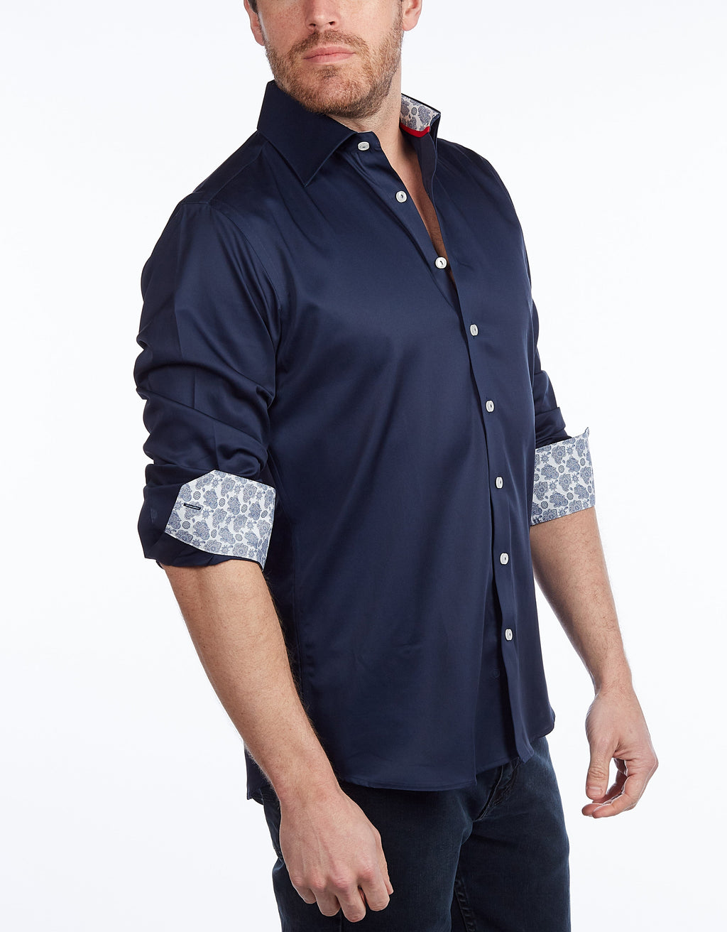 Contrast Collar Button-Up Shirt | Contemporary Fit