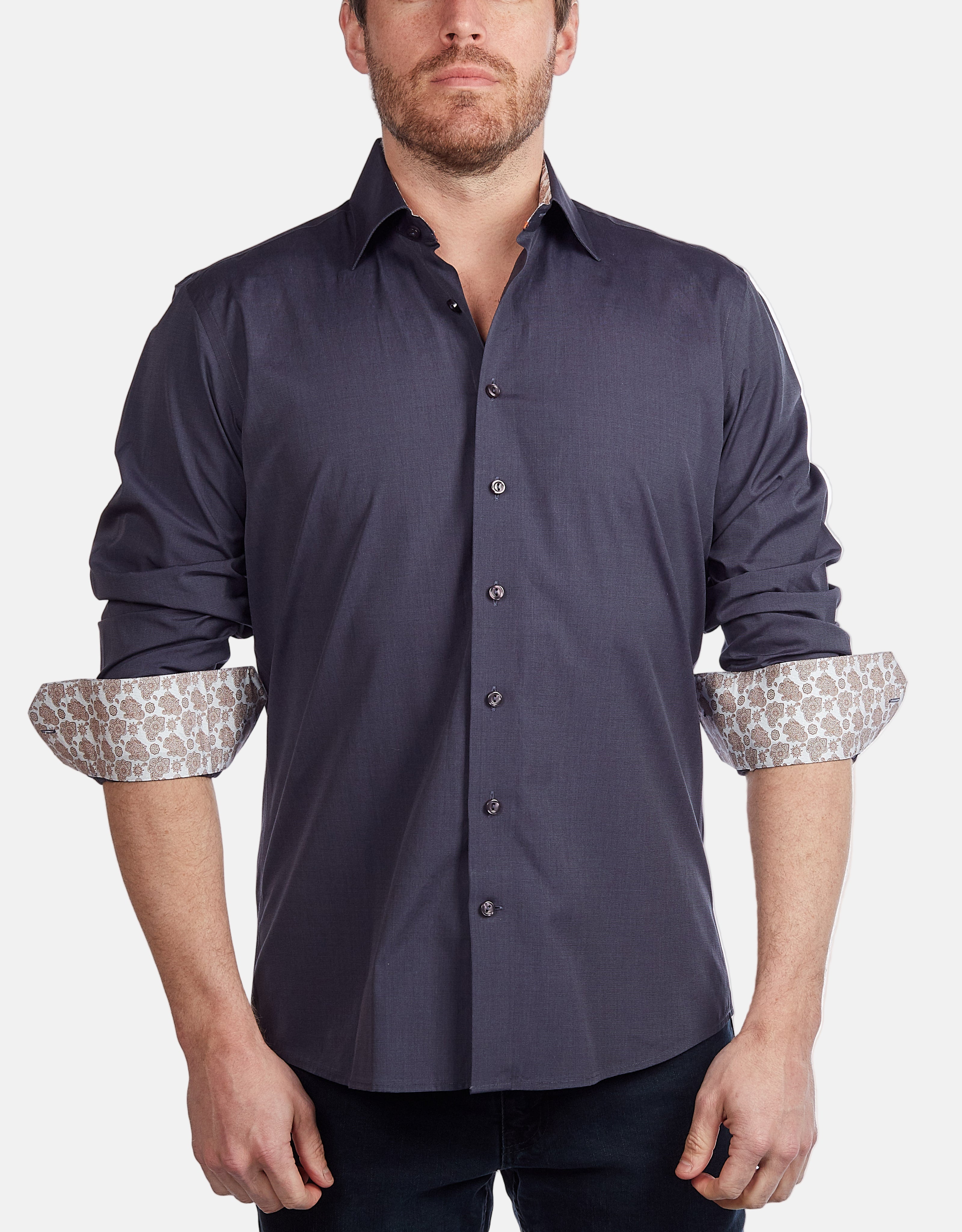 Contrast Collar Button-Up Shirt | Contemporary Fit