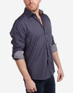 Contrast Collar Button-Up Shirt  | Contemporary Fit