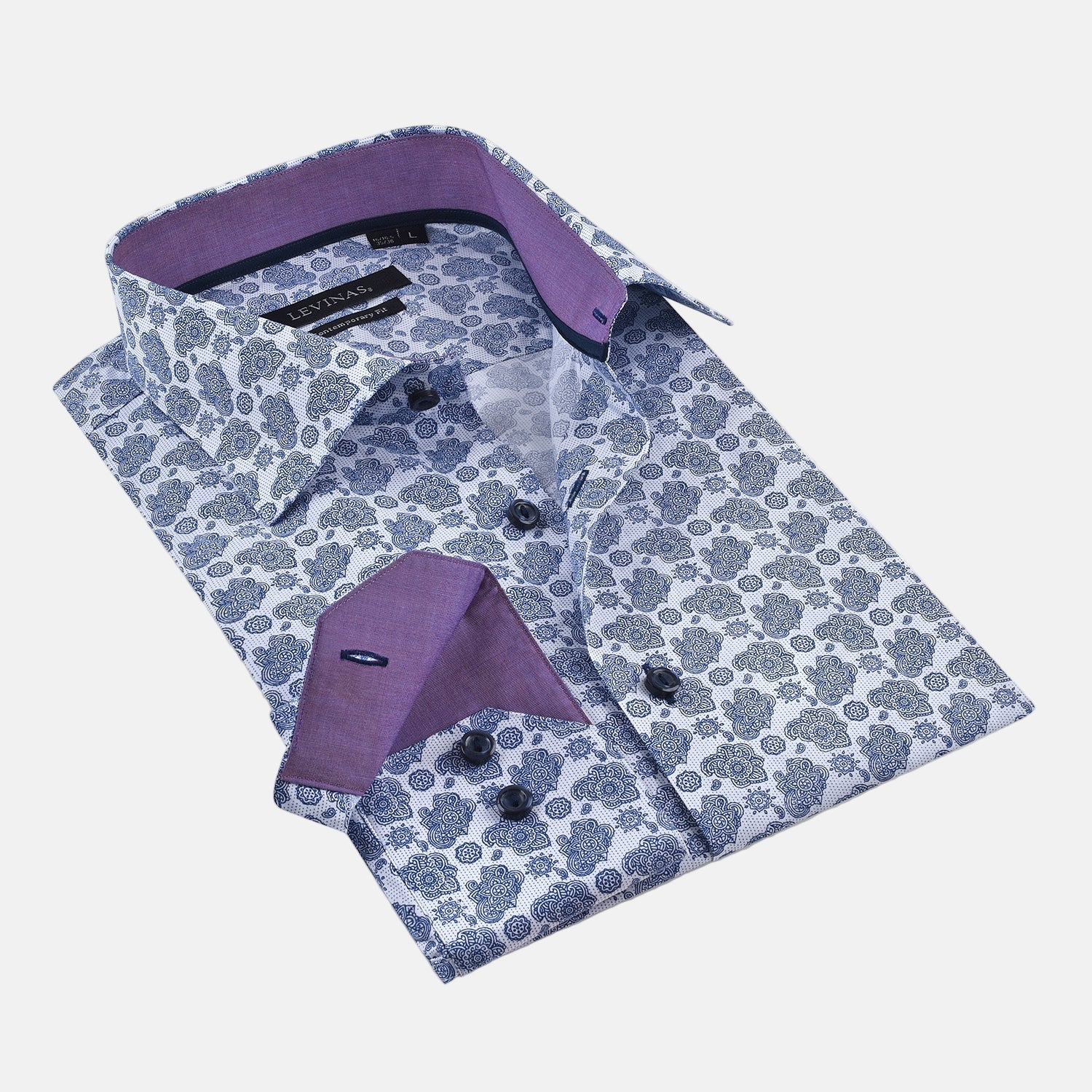 Contrast Collar Button-Up Shirt | Contemporary Fit