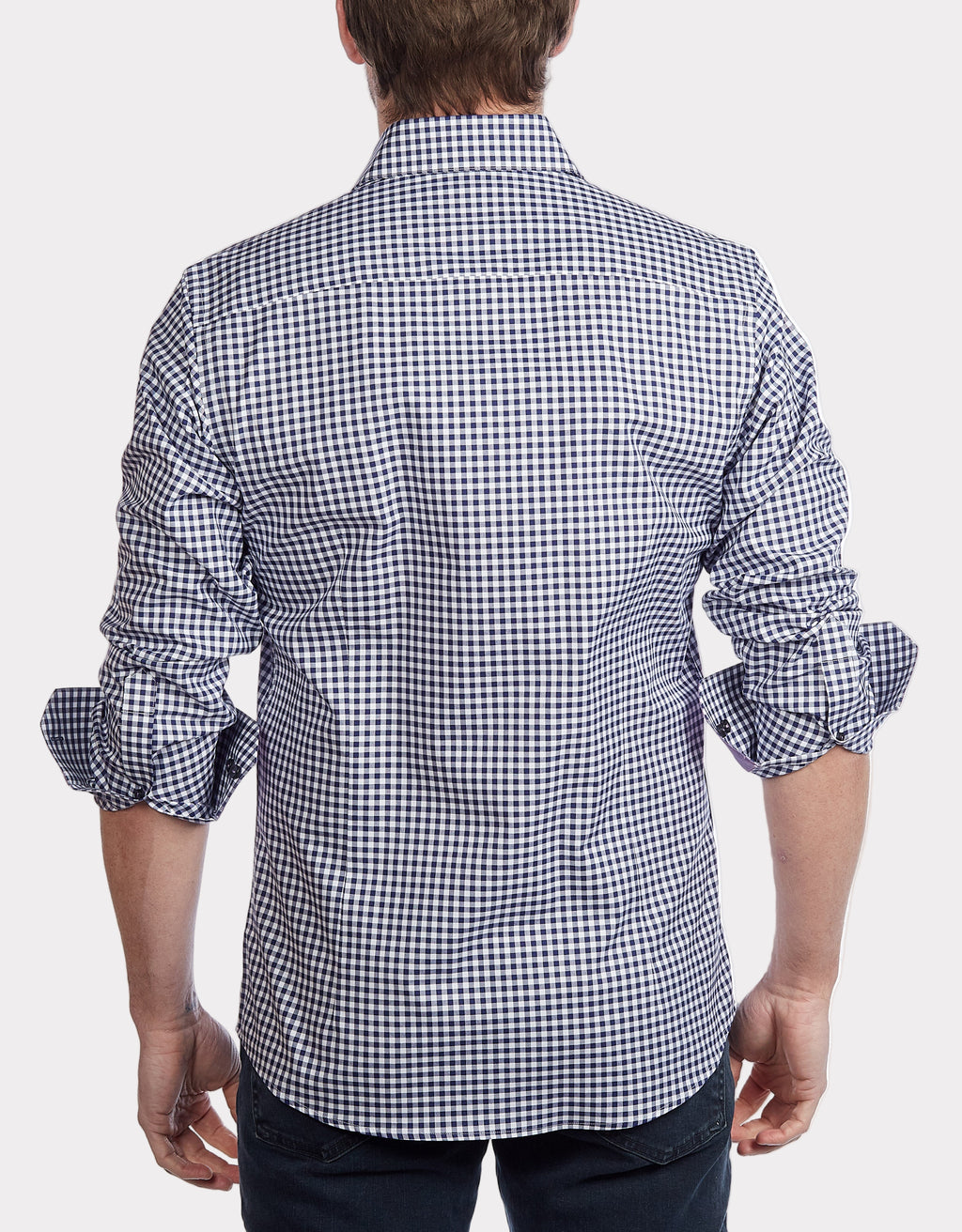 Contrast Collar Button-Up Shirt Navy + Burgundy | Contemporary Fit