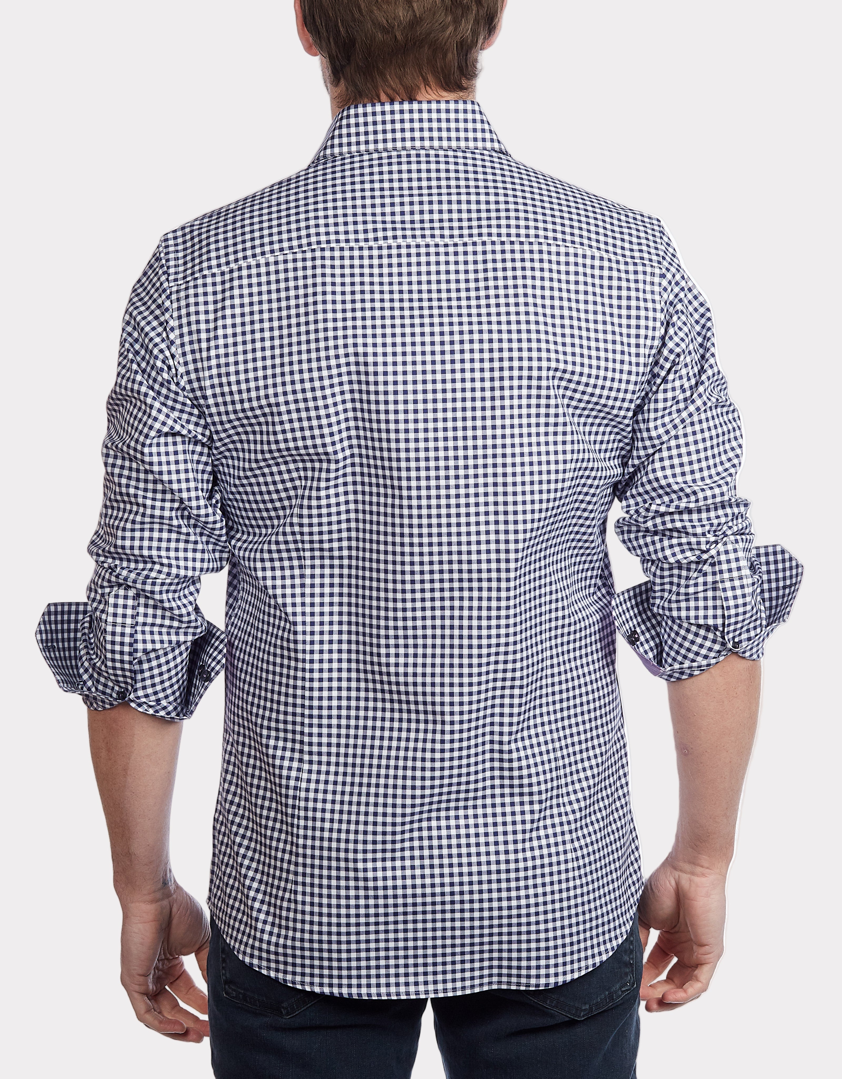 Contrast Collar Button-Up Shirt Navy + Burgundy | Contemporary Fit