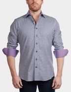 Contrast Collar Button-Up Shirt Navy + Burgundy | Contemporary Fit