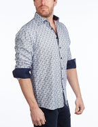 Contrast Collar Button-Up Shirt Navy | Contemporary Fit