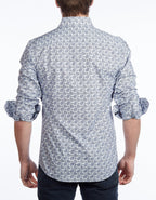 Contrast Collar Button-Up Shirt Navy | Contemporary Fit