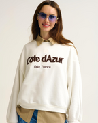 Côte D’Azur Embroidered Cream Sweatshirt
