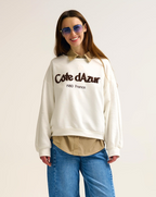 Côte D’Azur Embroidered Cream Sweatshirt